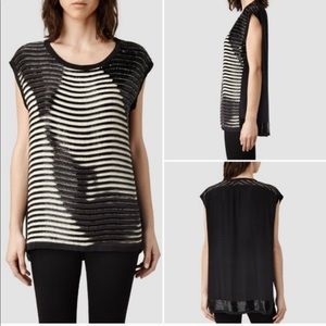 All Saints Sz 2 Silk Hand Beaded Top 'Arianna'